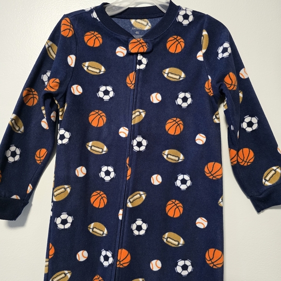 Carter's Toddler 4T Boy/Girl Sports Theme Fleece Footed Pajamas - Picture 2 of 9